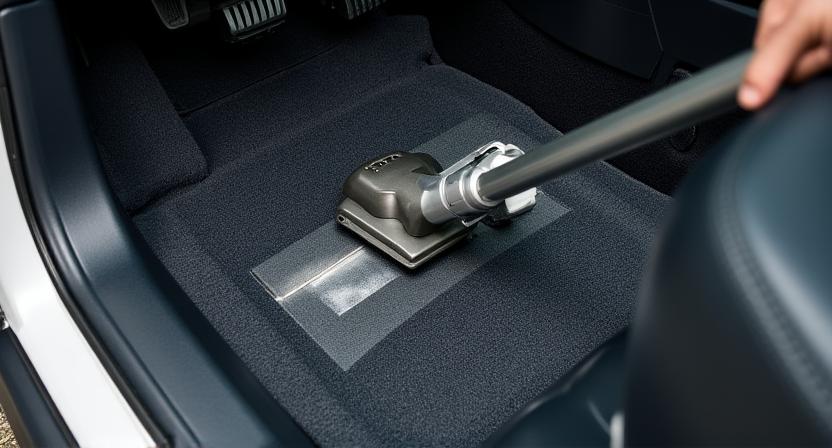 Tapotage et aspiration des tapis de sol de voiture